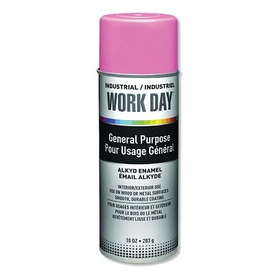 Krylon A04407007 Industrial Work Day Enamel Paint, 10 oz Aerosol Can, Gloss Pink