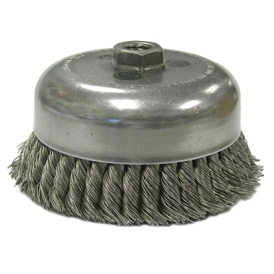 Weiler 12576 Heavy-Duty Knot Wire Cup Brush, 6 in Dia., 5/8-11 UNC Arbor, 1 3/8 x .035 Wire