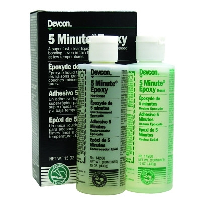Devcon 14200 5 Minute Epoxy, 15 oz, Dual Cartridge, Colorless to Light Yellow