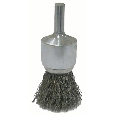 Weiler 36247 Vortec Pro Stem Mtd Crimped Wire End Brushes, Carbon, 3/4 in Dia, .0104 Wire