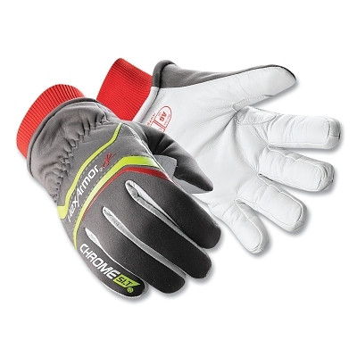HexArmor 4075W-XL Chrome SLT Leather Winter Gloves, 4075W, A6 Cut, X-Large, Gray/White/Red