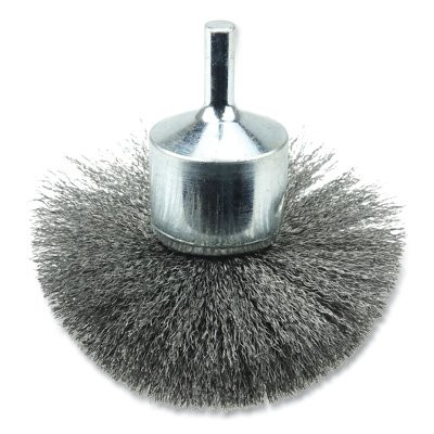 Weiler 10041 Stem-Mounted Circular Flared End Brush, Steel, 3 in dia x 0.008 in Wire, 16000 RPM