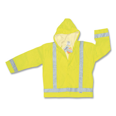 MCR Safety 500RJHX2 500RJH Luminator Series Rain Jacket, 0.16 mm, PU/Poly, Fluorescent Lime, 2X-Large