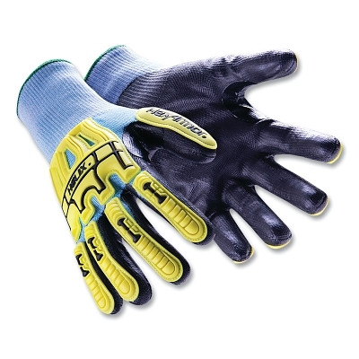 HexArmor 3012-L Helix Core series Impact Gloves, 3012, A5 Cut, Large, Hi-vis Yellow/Black/Blue