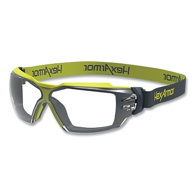 HexArmor 11-23001-04 MX350 Safety Glasses with Gasket, Clear, TruShieldS, Gray/Lime