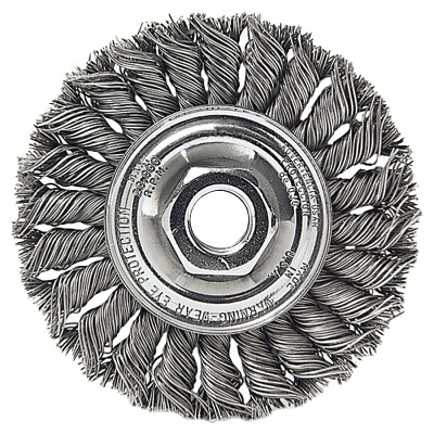 Weiler 08014 Standard Twist Knot Wire Wheel, 3 in dia x 3/8 in W Face, 0.014 in Steel Wire, 25000 RPM