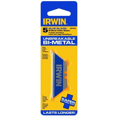 Irwin 2084100 Bi-Metal Utility Blade, 2-3/8 in Length, Bi-Metal, 5/PK