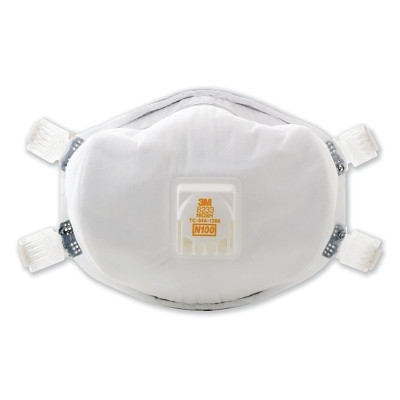 3M 7000002028 N100 Particulate Respirator, Half Facepiece, Non-Oil Particles, White