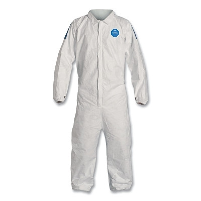 DuPont Tyvek TD125SWB2X0025CM Tyvek 400D Coveralls with Elastic Wrists and Ankles, Blue/White, 2X-Large