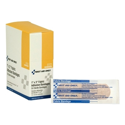 First Aid Only G121 Fabric Bandage, 1 in x 3in, 50/Box