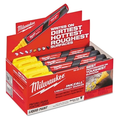 Milwaukee Tool 48223721 INKZALL Liquid Paint Markers, Acrylic Nib, Yellow