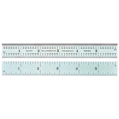 L.S. Starrett 52678 Spring Tempered Rule, 6 in, 4R Measurement Type