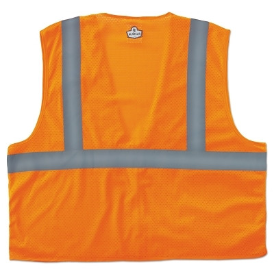 Ergodyne 21047 GloWear Safety Vest, 8210Z, Mesh, Class 2, Type R, 2 in Reflective Tape, 2 Pockets, Zipper, 2X-Large/3X-Large, Orange