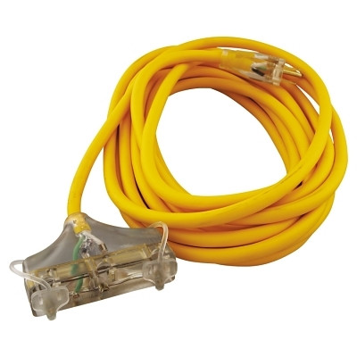 Southwire 034870002 Tri-Source Polar/Solar Plus Multiple Outlet Cord, 25 ft, 3 Outlets, Yellow