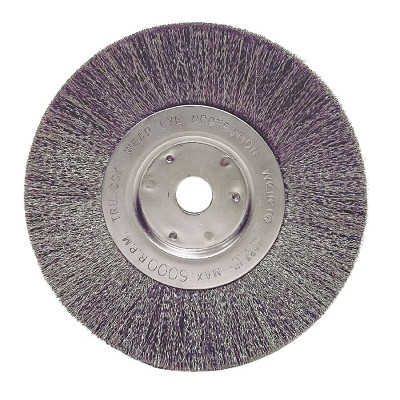 Weiler 01065 Narrow Face Crimped Wire Wheel, 6 in dia x 3/4 in W, 0.0118 Steel Wire, 6000 rpm