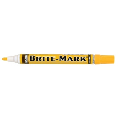 DYKEM 84004 BRITE-MARK Medium Permanent Paint Marker, Valve Action, Yellow