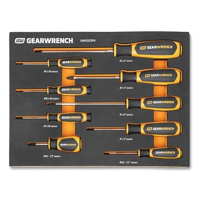 GEARWRENCH GWMSSCRPH Modular Screwdriver Set, 9-pc, Dual Material, Phillips, SAE/Metric