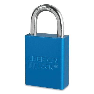 American Lock A1105KABLU08170 Anodized Aluminum Safety Padlock, 1/4 in dia, 1 in L, 25/32 in W, Blue, Keyed Alike, Keyed - 08170
