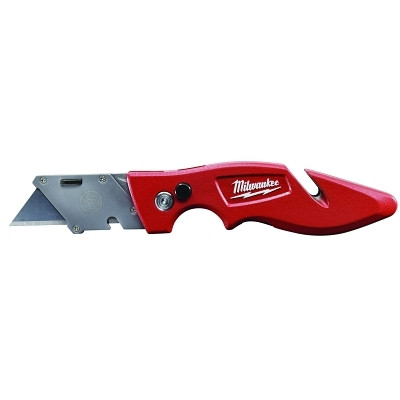 Milwaukee Tool 48221901 Fastback Utility Knife, 10.8 in L, Straight/Steel Blade, Metal Handle, Red