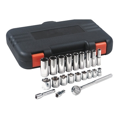 Anchor Brand 07846 22 Piece Standard and Deep Socket Sets, 3/8 in, 6 Point