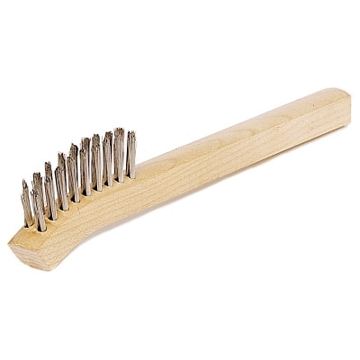 Anchor Brand 97041 Inspection Brush, 8-3/4 in L, 2 x 9 Rows, Stainless Steel, Bent Wood Handle