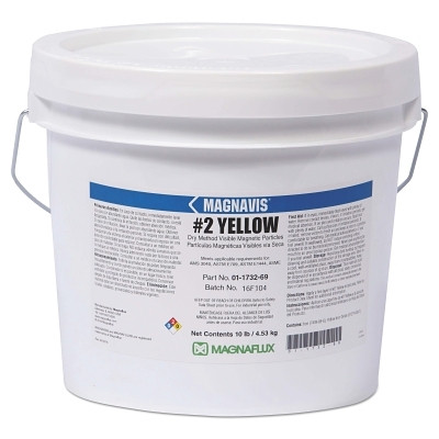 Magnaflux 01173287 Magnavis Dry Method Non-Fluorescent Magnetic Powder, 45 lb, Pail, Yellow