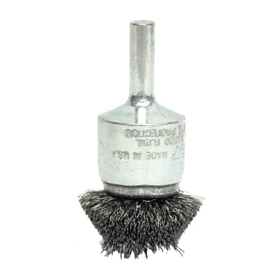 Weiler 11142 Stem-Mounted Circular Flared End Brush, Steel, 25,000 RPM, 2 in