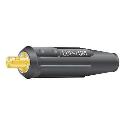 Lenco 05313 International DINSE Type Machine Plug, Single Oval-Point Screw Connection, 1/0 to 2/0 Cable Cap, Black