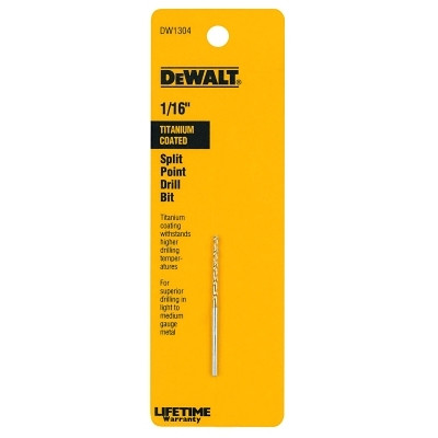 DeWalt DW1304 Titanium Split Point Drill Bits, 1/16 in