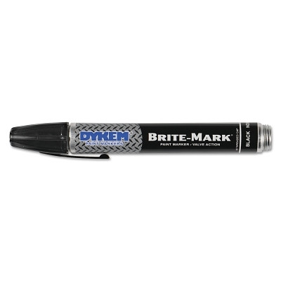 DYKEM 40003 BRITE-MARK 40 Threaded Cap/Barrel Permanent Paint Marker, Valve Action, Medium, Black