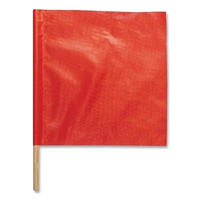 KISHIGO 1600 Warning Flag, Vinyl with 3/4 in dia x 24 in Hardwood Dowel, Orange/Red, 18 in x 18 in