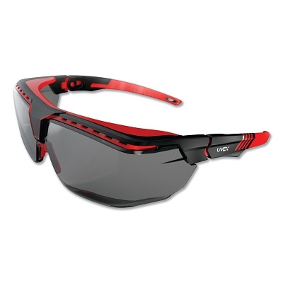 UVEX by PIP S3852 Avatar OTG Eyewear, Gray, Polycarbonate, Anti-Reflective Lens, Red/Black
