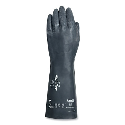 AlphaTec 53-002-100 53-002 Chemical Gloves, Donning and Doffing Layer, Size 10, Black, Unsupported Gauntlet