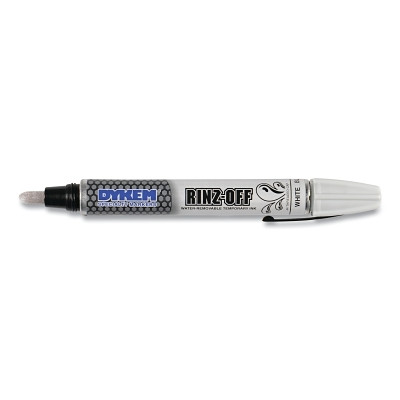 DYKEM 44709 RINZ OFF Water Removable Temporary Marker, White, Broad Threaded Cap