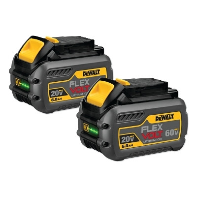 DeWalt DCB6062 MAX* Cordless Tool Battery, 20 V/60 V, Lithium-ion, 6.0 Ah, FLEXVOLT, 2 PK