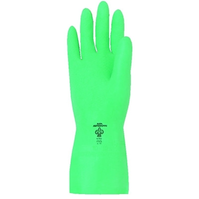 MAPA Professional 483429ZQK StanSolv AF-18 Gloves, Flat Cuff, Flocked Lined, Size 9, Green