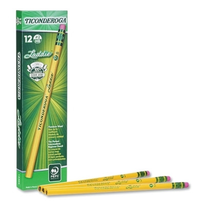 Dixon Ticonderoga 13304 Laddie Pencil, W/ Eraser, 11/32 in dia, Yellow