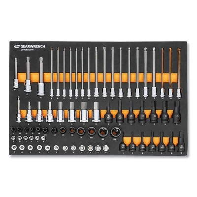 GEARWRENCH GWMSBSKCBMM GEARWRENCH Bit Socket Set with Foam Tray, 74-pc, Metric, 1/4 in, 3/8 in and 1/2 in Drive