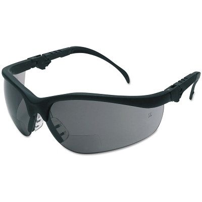 MCR Safety K3H10G Klondike KD3 Series Bifocal Reader Safety Glasses, Gray Lens, Black Frame, 1.0 Diopter