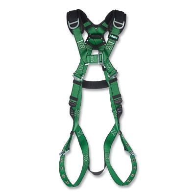 MSA 10197220 V-FORM Full-Body Harness, Back/Shoulders D-Rings, X-Large, Chest/Tongue Leg Buckles