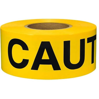 Presco SB3102Y16 Barricade Tape, 3 in x 1000 ft, 2 mil, Yellow, CAUTION