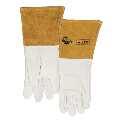Best Welds 120TIGL 120-TIG Capeskin Welding Gloves, Large, White/Tan, 4 in cuff, Unlined