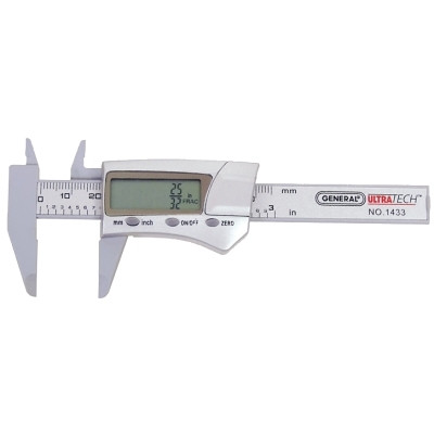 General Tools 1433 Digital/Fraction Electronic Caliper, 0 to 3 in, Steel