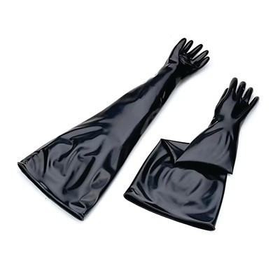 North by PIP 8B1532/8H Butyl Glovebox Gloves, 8B1532, Size 8H, Black, 15 mil, 32 in Length