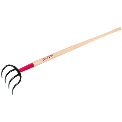 RAZOR-BACK 75144 4-Tine Potato/Refuse Hook, 6.5 in Oval Tines with Diamond Pt, 54 in Handle