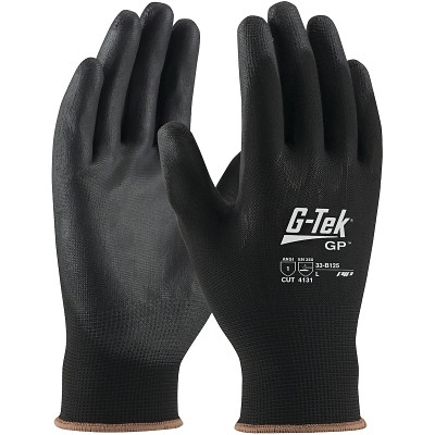 G-Tek by PIP 33-B125/XL G-Tek Seamless Knit Nylon Blend Gloves with Polyurethane Coated Flat Grip, X-Large, Black