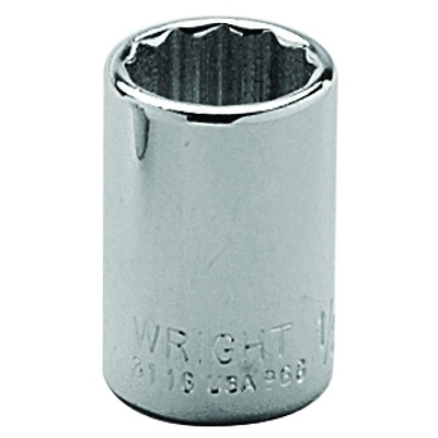 Wright Tool 3116 3/8" Dr. Standard Sockets, 3/8 in Drive, 1/2 in, 12 Points, Chrome-Plated
