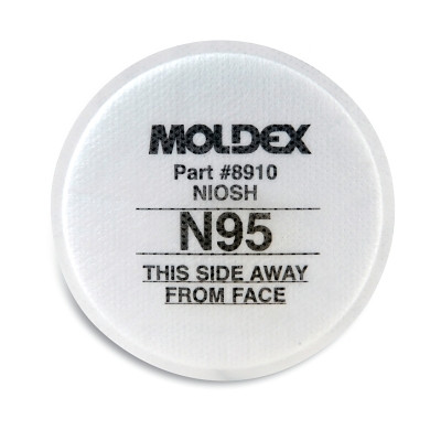 Moldex 8910 8000 Series Particulate Filter, Non-Oil Based Particulates, N95, White