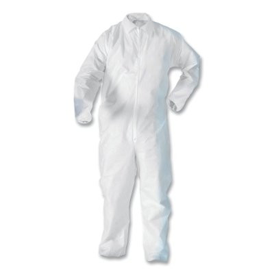 KleenGuard 67313 KGA20 Lightweight Coverall, Zip Front, Elastic Wrists, Open Ankle, White, 3X-Large