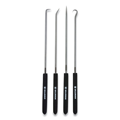 Ullman CHP4L Long 4-Piece Hook and Pick Set, Non-Slip Handle, Steel, 9-3/4 in L